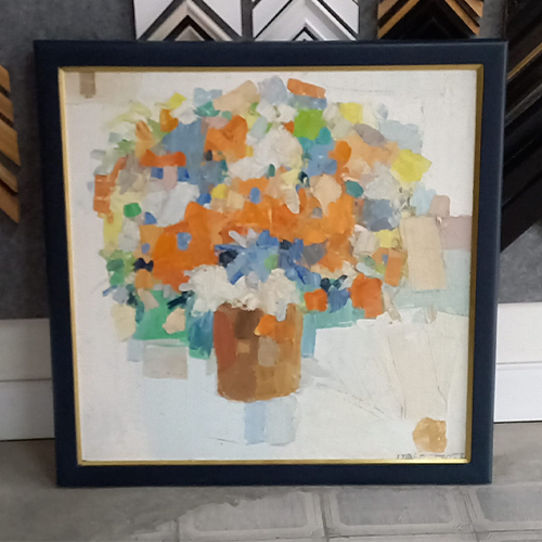 QUADRO TELA MOLDURA COM FRISO DOURADO