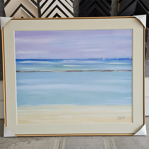 TELA COM MOLDURA TIPO CANALETA COM PASSEPARTOUT DURATEX PINTADO